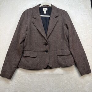 Levi's Wool Blend Blazer Womens XL Brown Herringbone Tailored Jacket